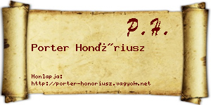 Porter Honóriusz névjegykártya